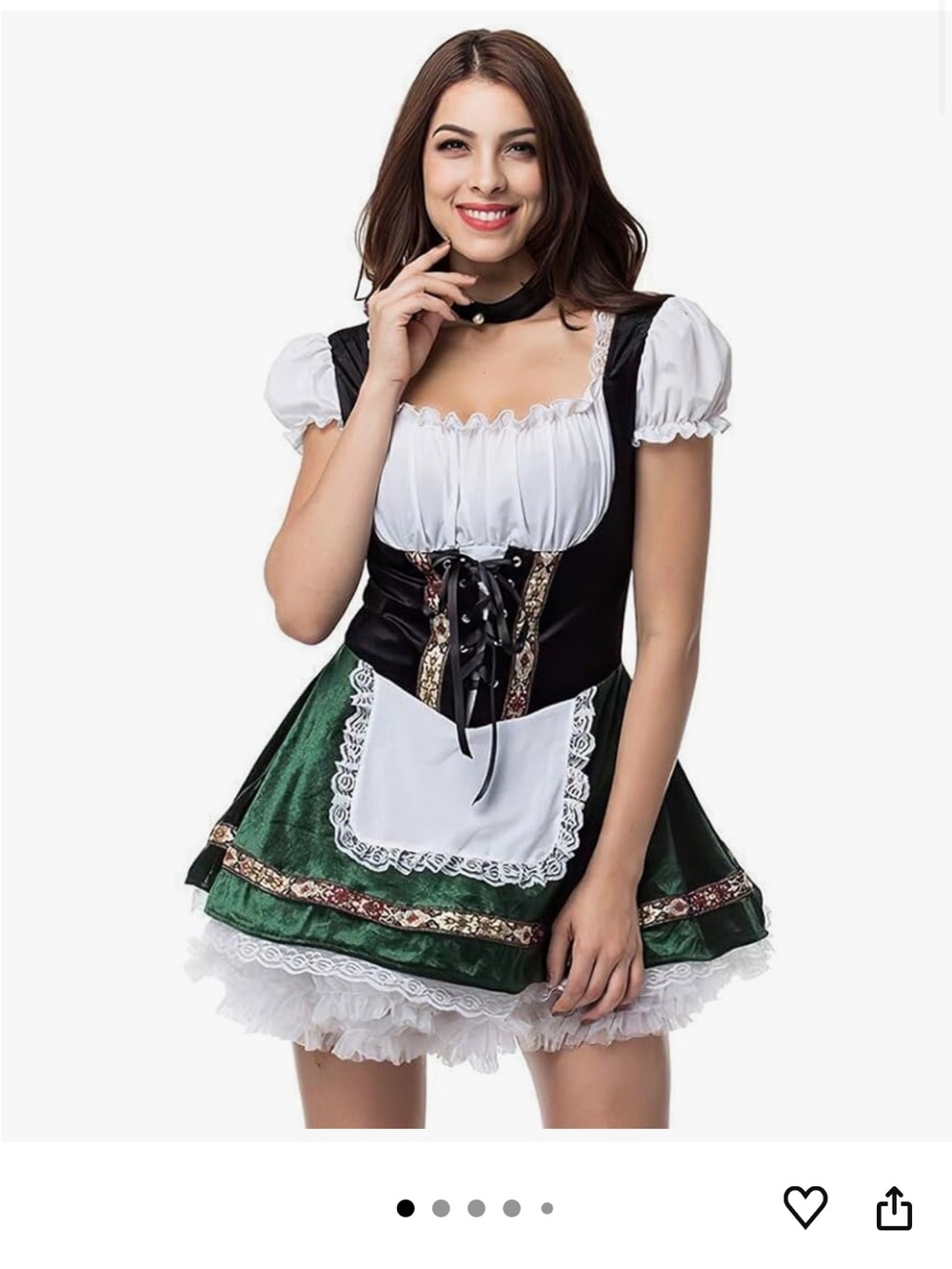Green and Black Dirndl-Style Oktoberfest Dress